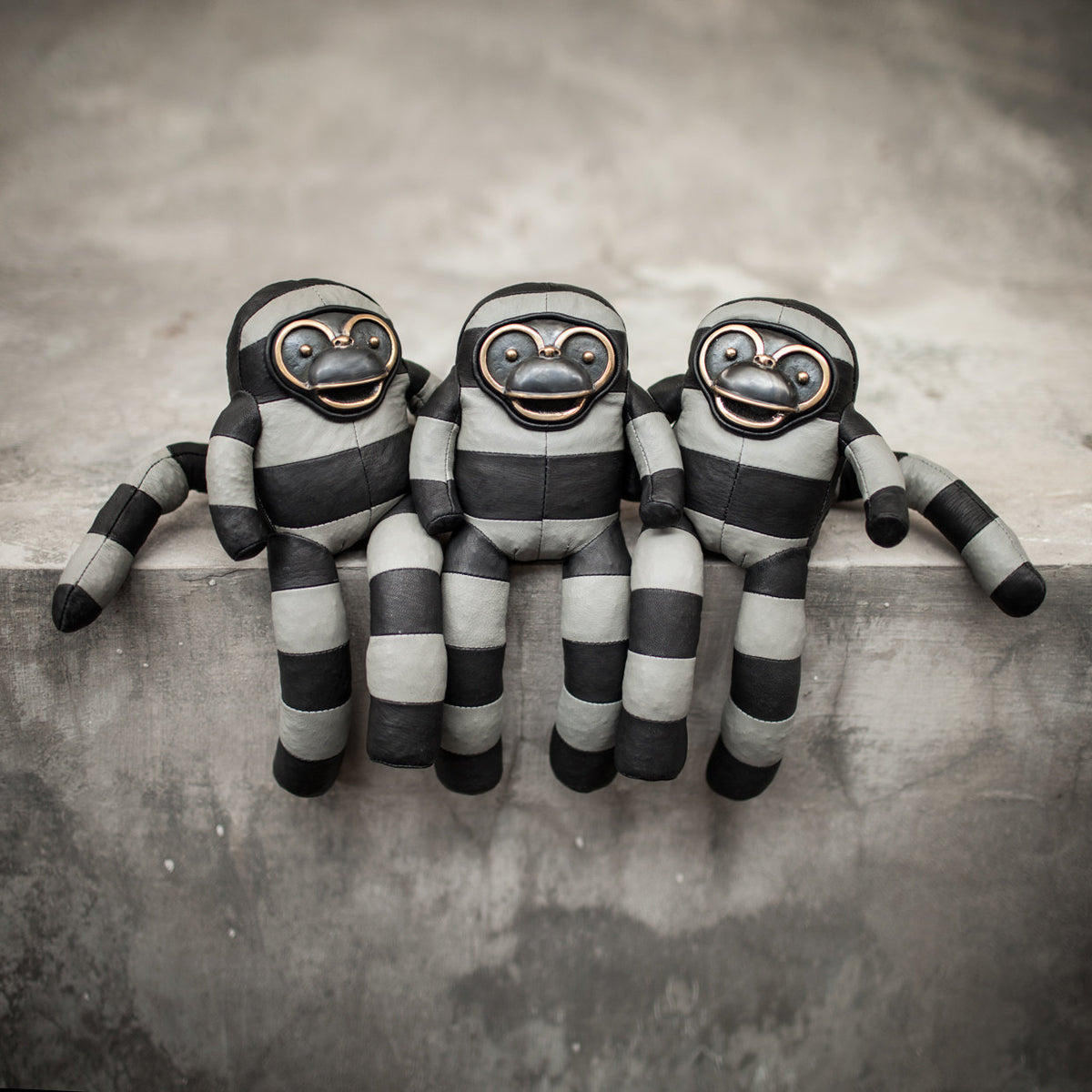 leather and suede designer monkey toy