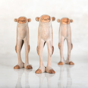 Monkey Hand Carved Wood Figurines