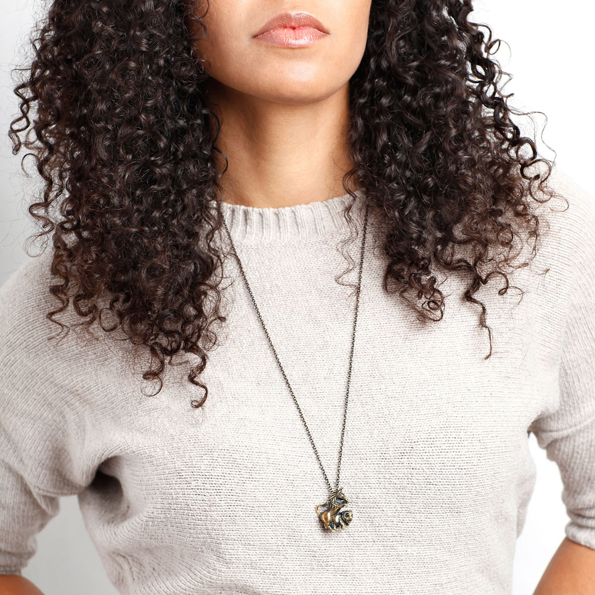 Unisex Brass Unicorn Panda Necklace