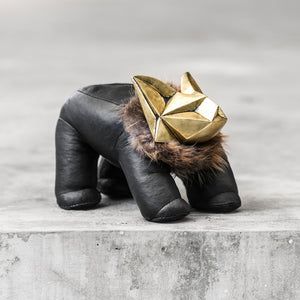 Brass and Leather Fox Sculpture