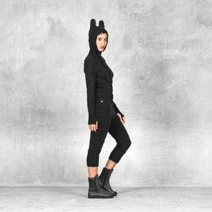 Black Bunny All In One Jumpsuit for Adults