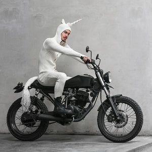 Men's White Unicorn Adult Playsuit