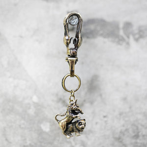 Brass Unicorn Panda Keychain with Spring Clip