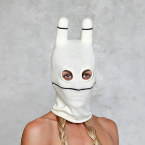 Adult Two Hole White Bunny Mask